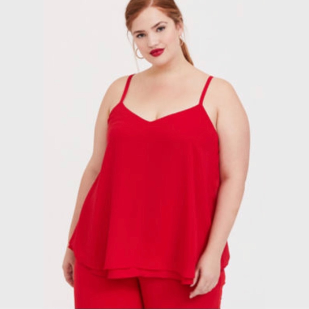 Torrid Sophie Red Chiffon Swing Double Layer Cami
